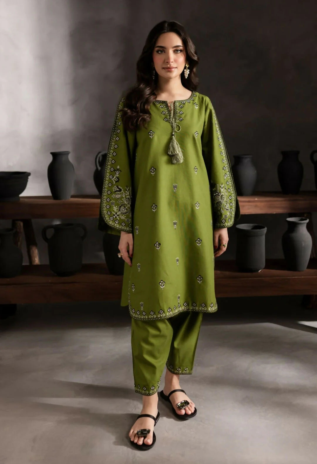 2 PIECE-EMBROIDERED UNSTITCHED LAWN