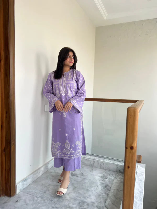 2 PIECE-EMBROIDERED UNSTITCHED LAWN