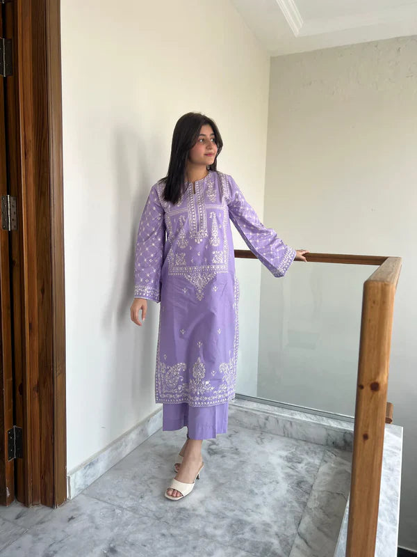 2 PIECE-EMBROIDERED UNSTITCHED LAWN